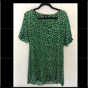 Green Floral Button Down Dress - F21 Special Des